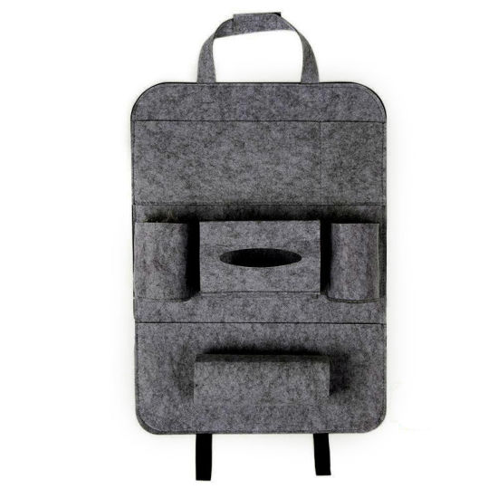 Picture of Dark Gray - Car Seat Backrest Chair Felt Storage Hanging Bag Multifunctional Car Accessories 40x55cm, 1 Piece