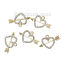 Picture of Zinc Metal Alloy Charms Arrow Through Heart Gold Plated Clear Rhinestone Hollow 23mm( 7/8") x 15mm( 5/8"), 5 PCs