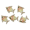 Picture of Zinc Metal Alloy Charms Fish Animal Gold Plated Multicolor Enamel Clear Rhinestone 20mm( 6/8") x 16mm( 5/8"), 5 PCs