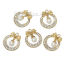 Immagine di Lega di Zinca + Acrilato Charm Ciondoli Tondo Oro Placcato Cravatta a Farfalla Scolpito Trasparente Strass Perla Imitato Intarsiato Acrilato 22mm x 19mm , 5 Pz