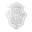 Picture of 304 Stainless Steel Filigree Stamping Embellishments Findings, Hamsa Symbol Hand Silver Tone, Hollow Carved 55mm(2 1/8") x 40mm(1 5/8"), 1 Piece