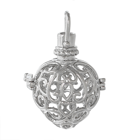 Copper Mexican Angel Caller Bola Harmony Ball Wish Box Pendants Round Wing Craved Hollow Can Open  