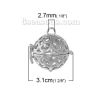 Picture of Brass Mexican Angel Caller Bola Harmony Ball Wish Box Pendants Round Wing Silver Tone Pattern Hollow Can Open (Fit Bead Size: 16mm) 31mm x15mm(1 2/8" x 5/8") 26mm x26mm(1" x1"), 1 Set