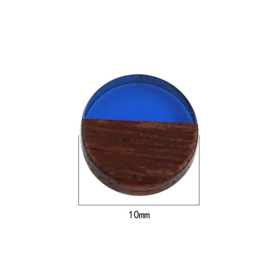 Picture of Resin & Natural Wood Effect Resin Dome Seals Cabochon Round At Random Color Mixed 10mm Dia., 10 PCs