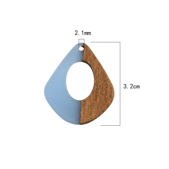 Bild von Harz & Natürliches Holz Natürliches Holz-Effekt Harz Anhänger Tropfen Zufällig Mix 32mm x 27mm, 5 Stück