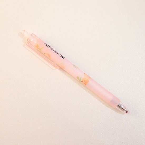 Изображение Peach Pink - Peach Fruit Push Clip Gel Pen 0.5mm Black Ink 14.5cm long, 2 PCs