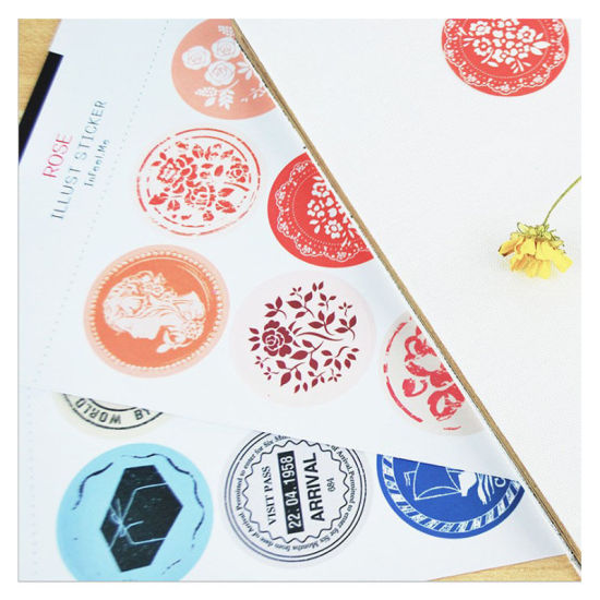 Picture of Multicolor - Waterproof Retro Things Gift Seals Stickers Self-adhesive Label 4cm Dia., 2 Sets