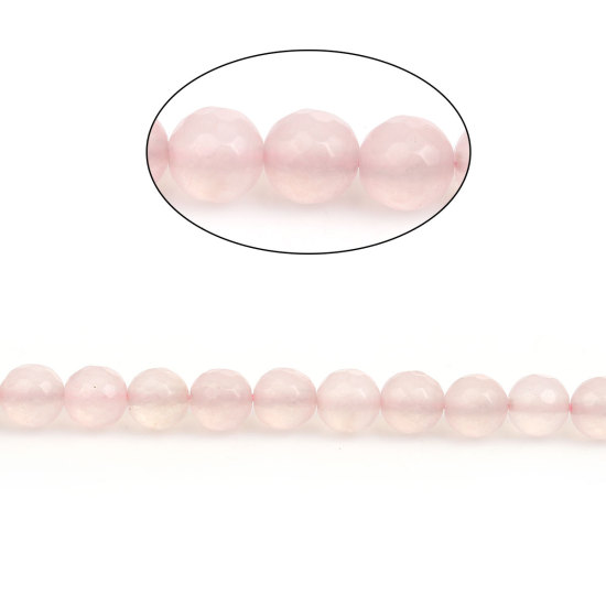 Picture of (Grade B) Rose Quartz (Natural) Loose Beads Round Light pink Faceted About 10.0mm( 3/8") Dia, Hole: Approx 1.4mm, 38.0cm(15") long, 1 Strand (Approx 38 PCs/Strand)
