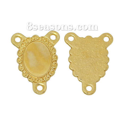 Picture of Zinc Based Alloy Cabochon Settings Connectors Oval Gold Plated (Fits 17mm x 12mm) 29mm(1 1/8") x 21mm( 7/8"), 50 PCs