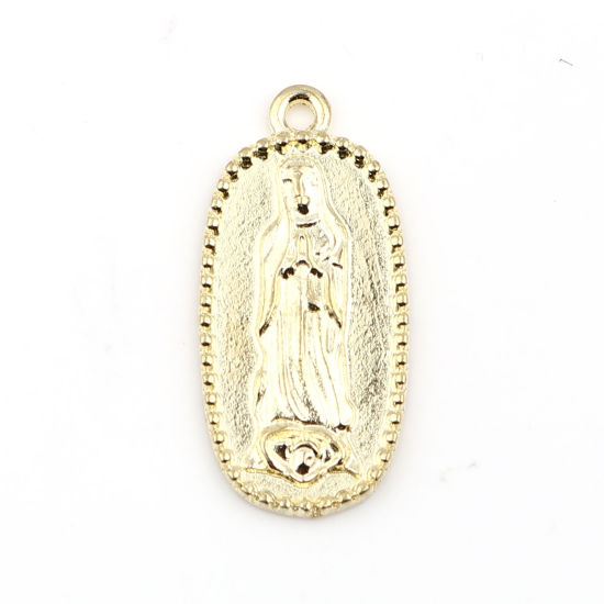 Immagine di Lega di Zinco Religione Ciondoli Ovale Oro Placcato Vergine Maria 34mm x 16mm , 10 Pz
