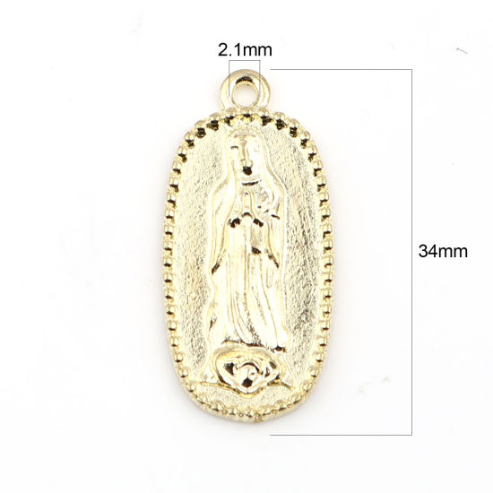 Immagine di Lega di Zinco Religione Ciondoli Ovale Oro Placcato Vergine Maria 34mm x 16mm , 10 Pz