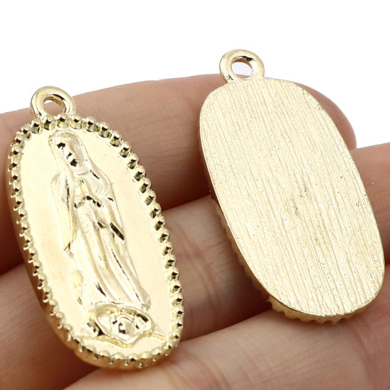 Immagine di Lega di Zinco Religione Ciondoli Ovale Oro Placcato Vergine Maria 34mm x 16mm , 10 Pz
