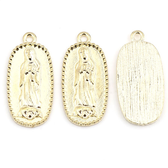 Immagine di Lega di Zinco Religione Ciondoli Ovale Oro Placcato Vergine Maria 34mm x 16mm , 10 Pz