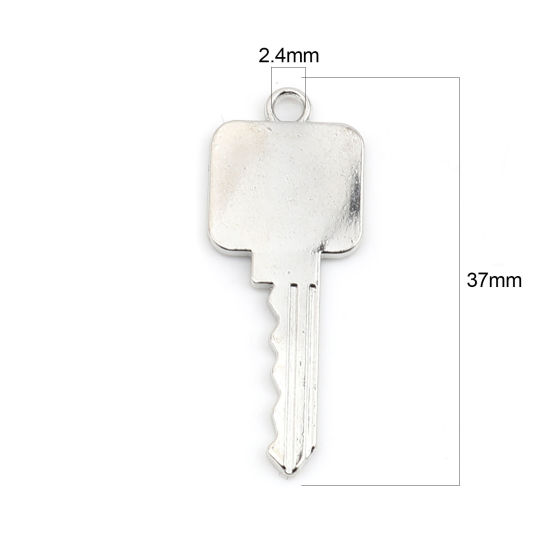 Picture of Zinc Based Alloy Pendants Key Silver Tone 37mm x 14mm, 30 PCs