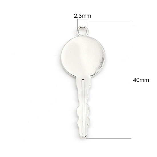 Picture of Zinc Based Alloy Pendants Key Silver Tone 40mm x 15mm, 30 PCs