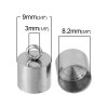Picture of Stainless Steel Necklace Cord End Caps Cylinder Silver Tone (Fits 8mm Cord) 12.0mm( 4/8") x 9.0mm( 3/8"), 10 PCs