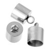 Picture of Stainless Steel Necklace Cord End Caps Cylinder Silver Tone (Fits 8mm Cord) 12.0mm( 4/8") x 9.0mm( 3/8"), 10 PCs