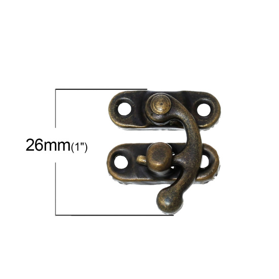 Picture of Iron Based Alloy Cabinet Box Lock Catch Latches Antique Bronze 26mm(1") x 23mm( 7/8"), 50 Sets