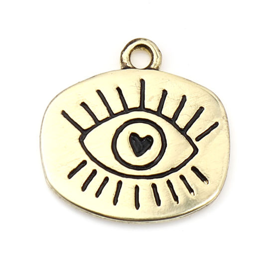 Immagine di Lega di Zinco Religione Charms Ovale Oro Placcato Malocchio Smalto 21mm x 20mm , 10 Pz