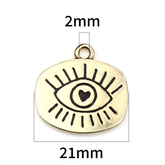 Immagine di Lega di Zinco Religione Charms Ovale Oro Placcato Malocchio Smalto 21mm x 20mm , 10 Pz