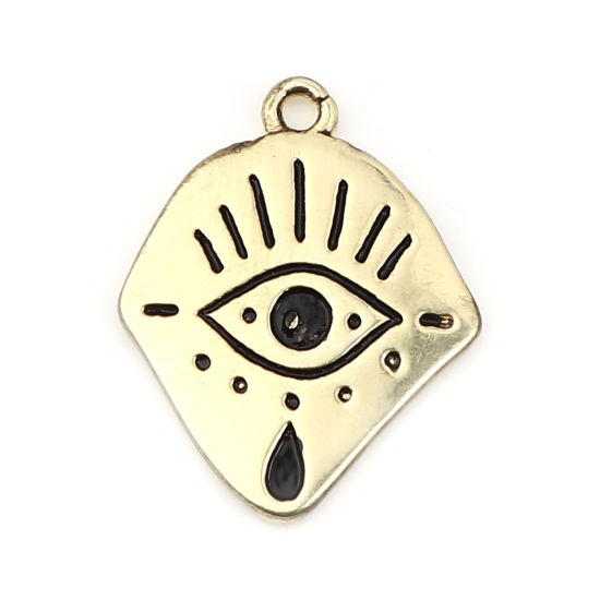 Immagine di Lega di Zinco Religione Charms Irregolare Oro Placcato Malocchio Smalto 27mm x 22mm , 10 Pz