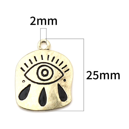 Immagine di Lega di Zinco Religione Charms Irregolare Oro Placcato Malocchio Smalto 25mm x 19mm , 10 Pz