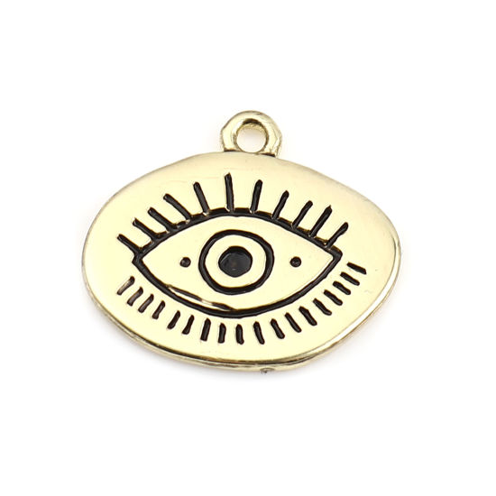 Immagine di Lega di Zinco Religione Charms Ovale Oro Placcato Malocchio Smalto 23mm x 20mm , 10 Pz