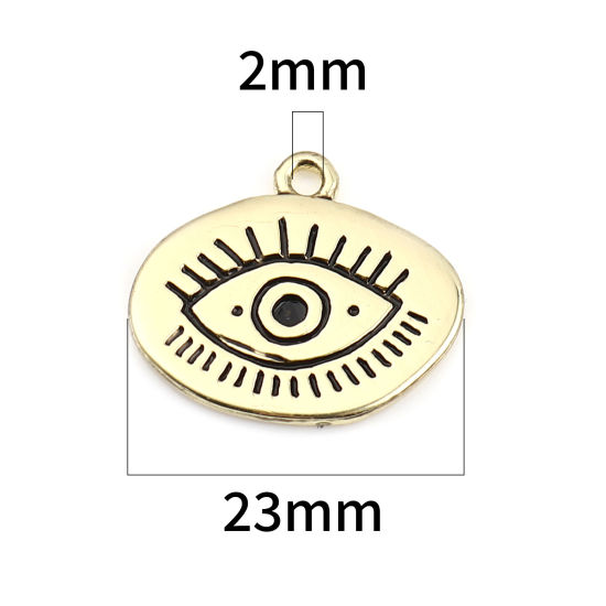 Immagine di Lega di Zinco Religione Charms Ovale Oro Placcato Malocchio Smalto 23mm x 20mm , 10 Pz