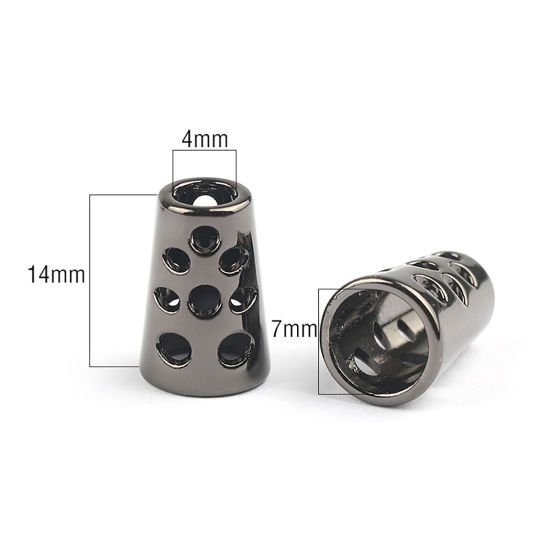 Picture of Zinc Based Alloy Clothing Rope Buckle Stopper Cylinder Round Gunmetal 14mm, 10 PCs