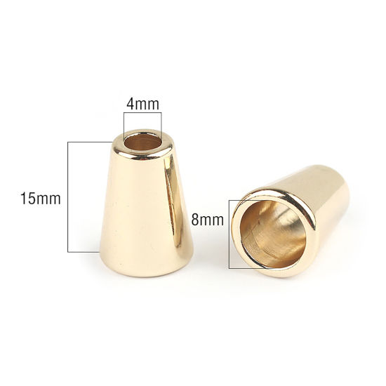 Picture of Zinc Based Alloy Clothing Rope Buckle Stopper Cylinder Gold Plated 15mm, 10 PCs