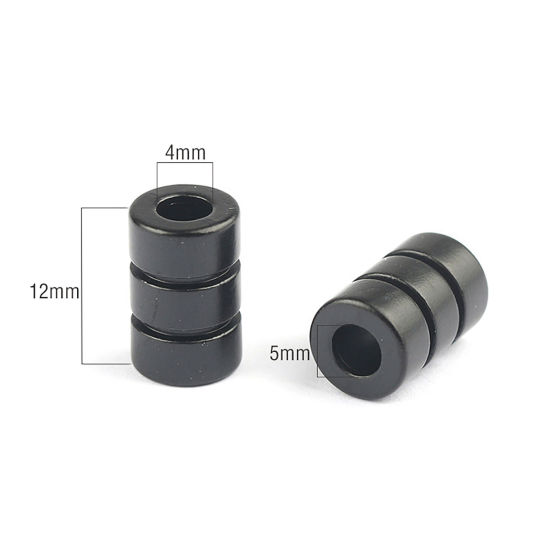 Picture of Zinc Based Alloy Clothing Rope Buckle Stopper Cylinder Stripe Gunmetal 12mm, 10 PCs