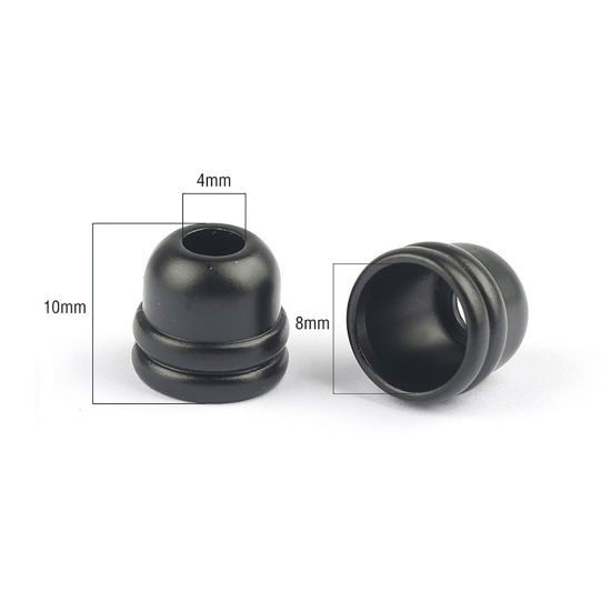Picture of Zinc Based Alloy Clothing Rope Buckle Stopper Half Round Stripe Black 10mm, 10 PCs
