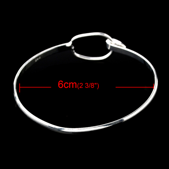 Bild von Messing Armband Rund Versilbert 19.3cm lang, 4 Stücke                                                                                                                                                                                                         