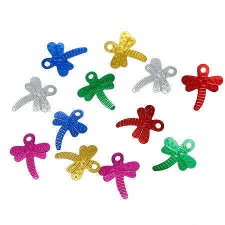 PVC Sequins Paillettes Dragonfly At Random Mixed 18mm( 6/8") x 15mm( 5/8"), 50 Grams (Approx 1000 PCs/Packet)