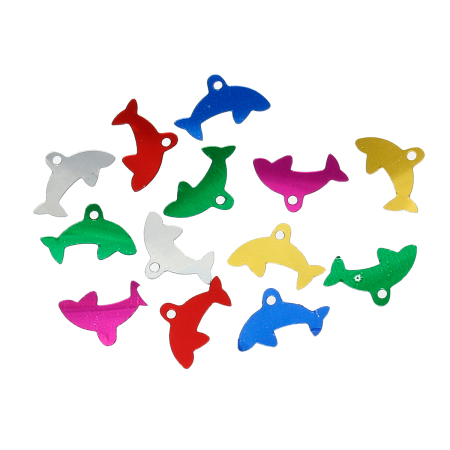 Ocean Jewelry PVC Sequins Paillettes Dolphin At Random Mixed 16mm( 5/8") x 10mm( 3/8"), 50 Grams (Approx 1667 PCs/Packet)