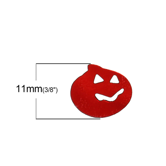 Image de Paillettes en PVC Forme Citrouille Halloween Couleur Au Hasard 11mm x 10mm , 50 Grammes (Environ 2000 PCs/Paquet)