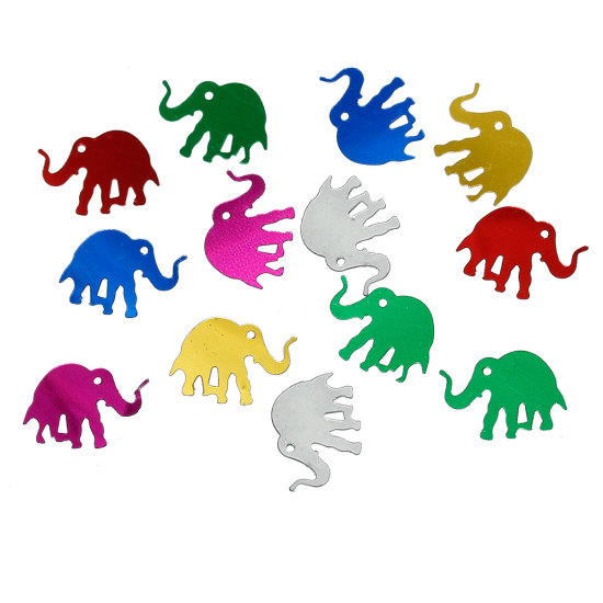 Picture of PVC Sequins Paillettes Elephant At Random Mixed 17mm( 5/8") x 12mm( 4/8") , 50 Grams (Approx 1250 PCs/Packet)
