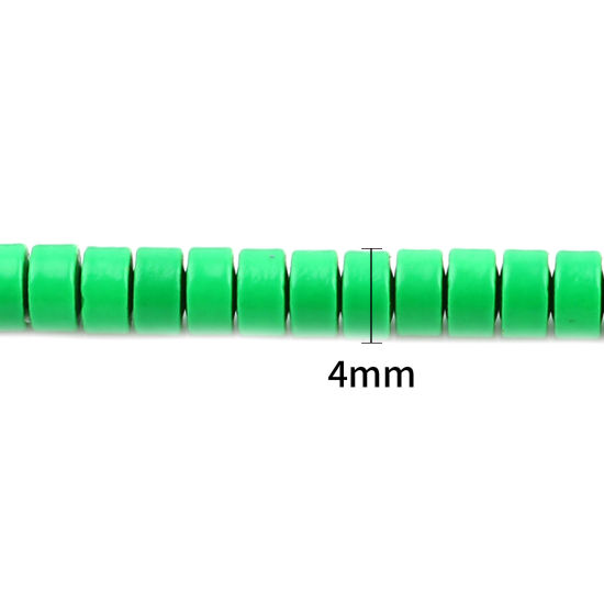 Image de (Classement B) Perles en Hématite （ Naturel ） Rond Vert Laqué Env. 4mm Dia, Trou: env. 1mm, 41cm - 40.5cm long, 1 Enfilade (Env. 170 Pcs/Enfilade)