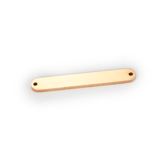 Picture of 304 Stainless Steel Connectors Oval Rose Gold Blank Stamping Tags One Side 35mm x 6mm, 1 Piece