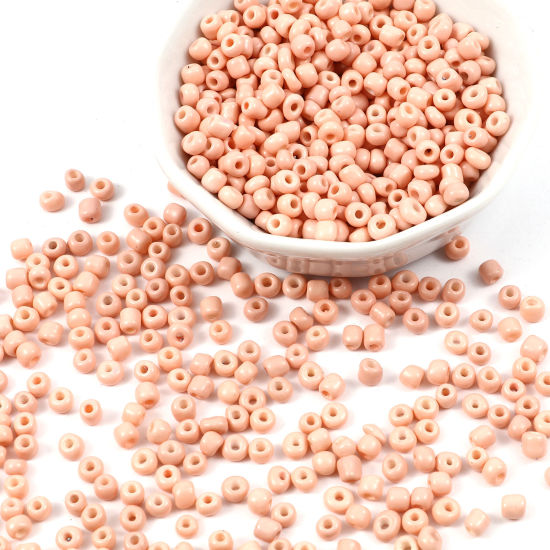 Image de Perles en Verre Rond Rose Pêche Env. 2mm Dia., Trou: Env. 0.7mm, 1 Paquet ( 44000 Pcs/Paquet)