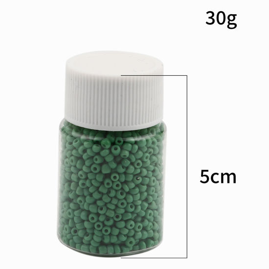 Image de Perles de Rocailles en Verre Rond Vert Foncé Env. 2mm Dia., Trou: Env. 0.7mm, 1 Bouteille