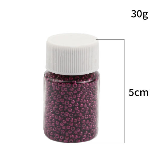 Image de Perles de Rocailles en Verre Rond Violet Env. 2mm Dia., Trou: Env. 0.7mm, 1 Bouteille