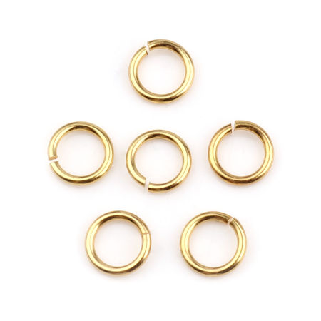 50 PCs 7mm Dia., 0.9mm(19 gauge) 304 Stainless Steel Open Jump Rings Findings For Jewelry Making Gold Plated Round