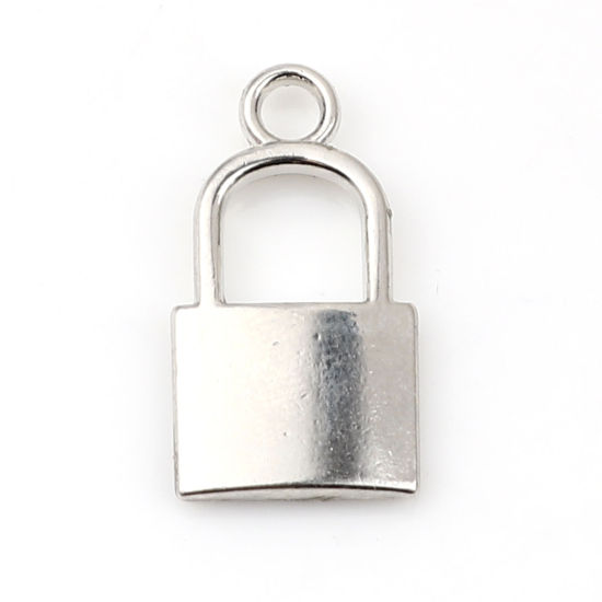 Immagine di Lega di Zinco Charms Serratura Tono Argento 21mm x 11mm , 10 Pz