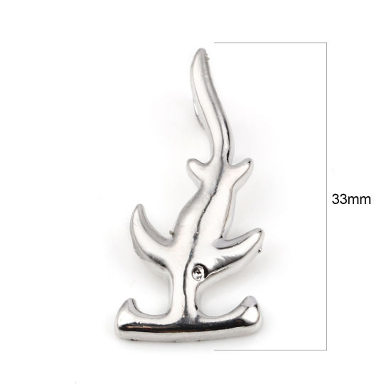 Imagen de Zamak Joyería del océano Colgantes Tiburón Martillo Sphyrna Plata Antigua 33mm x 15mm, 10 Unidades