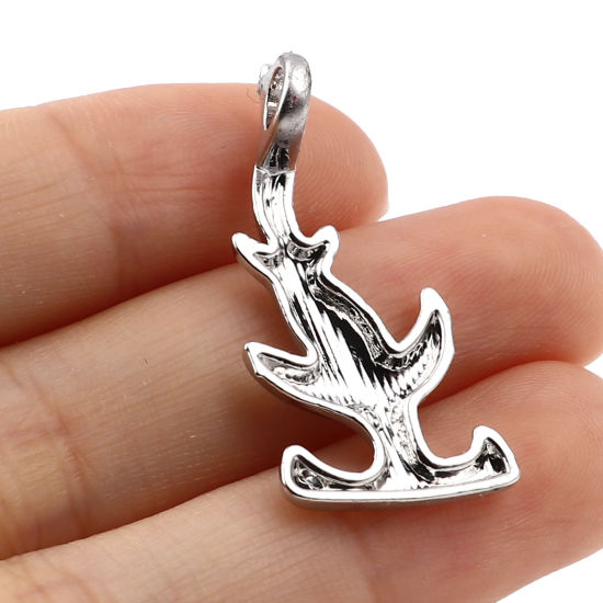 Imagen de Zamak Joyería del océano Colgantes Tiburón Martillo Sphyrna Plata Antigua 33mm x 15mm, 10 Unidades