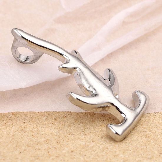 Imagen de Zamak Joyería del océano Colgantes Tiburón Martillo Sphyrna Plata Antigua 33mm x 15mm, 10 Unidades