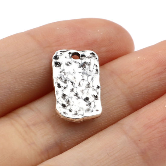 Imagen de Zamak Religión Colgantes Charms Rectángulo Plata Antigua Virgen María 17mm x 10mm, 30 Unidades