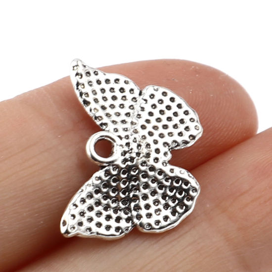 Picture of Zinc Based Alloy Insect Charms Butterfly Animal Antique Silver Color 18mm x 13mm, 50 PCs