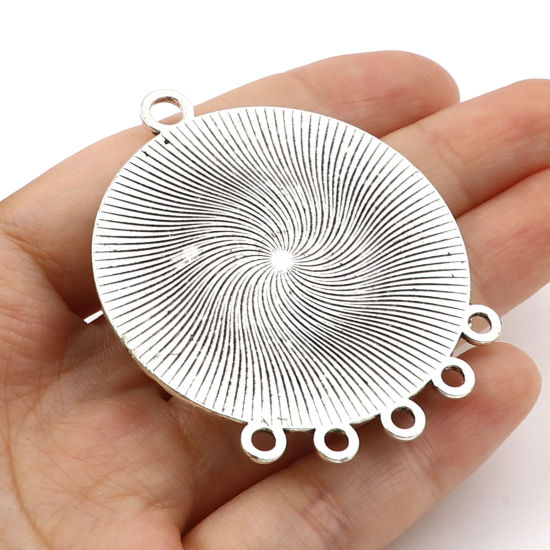 Imagen de Zamak Conectores de Araña Flor Plata Antigua 57mm x 47mm, 5 Unidades